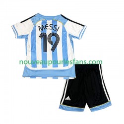 Maillot Argentine Lionel Messi 19 Rétro Enfant Tenue Domicile 2006 Manche Courte
