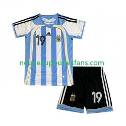 Maillot Argentine Lionel Messi 19 Rétro Enfant Tenue Domicile 2006 Manche Courte