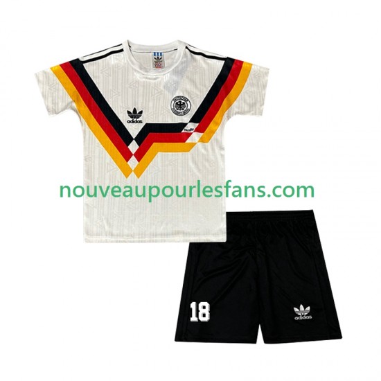 Maillot Allemagne Klinsmann 18 1990 Rétro Enfant Tenue Domicile Manche Courte