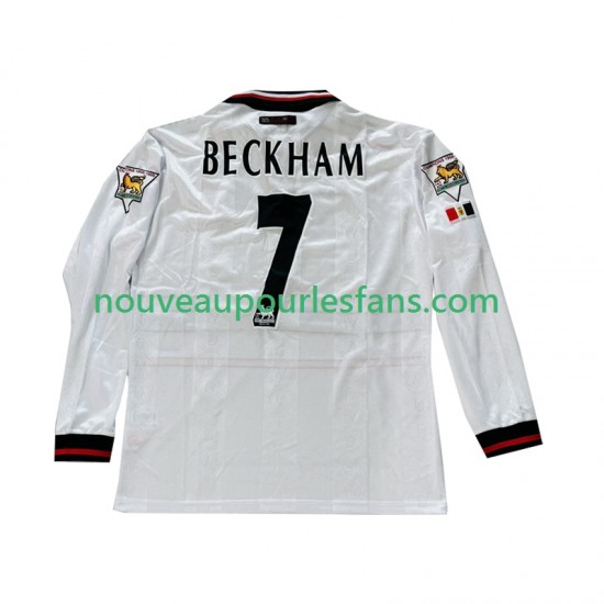 Maillot Manchester United Beckham 7 Rétro Homme Tenue Extérieur 1999 1998 Manche Longue