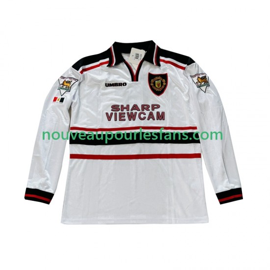 Maillot Manchester United Beckham 7 Rétro Homme Tenue Extérieur 1999 1998 Manche Longue