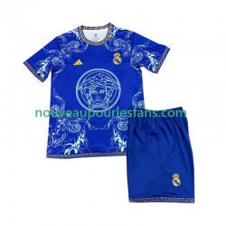 Maillot Real Madrid Versace Blue Edition Enfant Tenue Domicile 2024-2025 Manche Courte