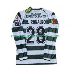 Maillot Sporting CP Cristiano Ronaldo 28 2001 2003 Rétro Homme Tenue Domicile Manche Longue