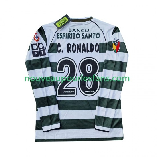 Maillot Sporting CP Cristiano Ronaldo 28 2001 2003 Rétro Homme Tenue Domicile Manche Longue
