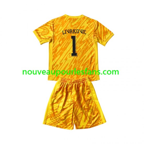 Maillot Croatie DOMINIK LIVAKOVIC 1 Gardien Enfant Tenue Domicile Euro 2024 Manche Courte