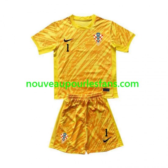 Maillot Croatie DOMINIK LIVAKOVIC 1 Gardien Enfant Tenue Domicile Euro 2024 Manche Courte