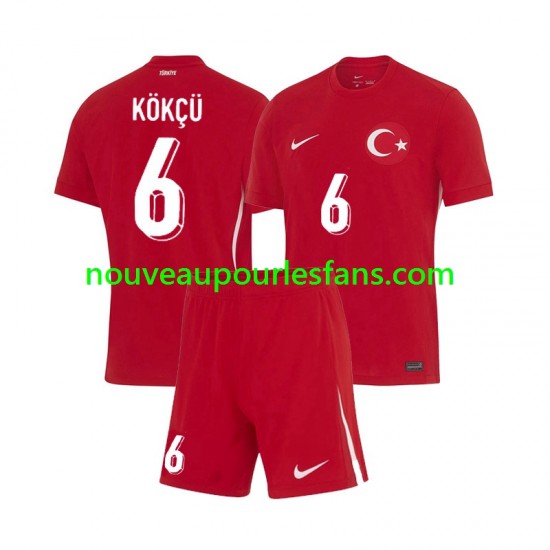 Maillot Turquie Orkun Kokcu 6 Enfant Tenue Extérieur Euro 2024 Manche Courte
