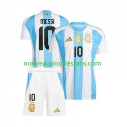 Maillot Argentine Lionel Messi 10 Copa America Enfant Tenue Domicile 2024 Manche Courte