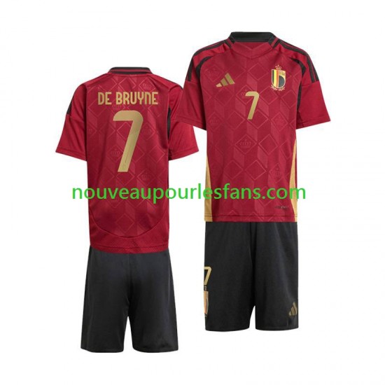 Maillot Belgique De Bruyne 7 Enfant Tenue Domicile Euro 2024 Manche Courte