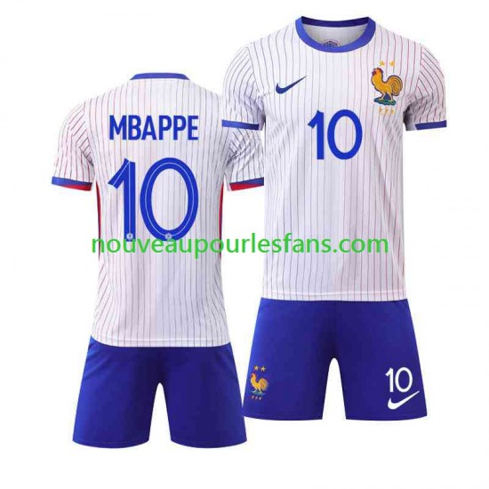 Maillot France Mbappé Kylian 10 Enfant Tenue Extérieur Euro 2024 Manche Courte