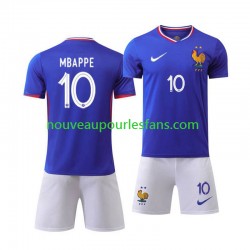 Maillot France Mbappé Kylian 10 Enfant Tenue Domicile Euro 2024 Manche Courte