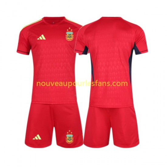 Maillot Argentine Gardien Enfant Tenue Extérieur Coupe du Monde 2022 Manche Courte