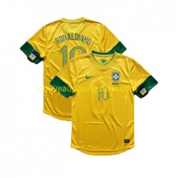 Maillot Brésil RONALDINHO 10 2012 Rétro Homme Tenue Domicile Manche Courte