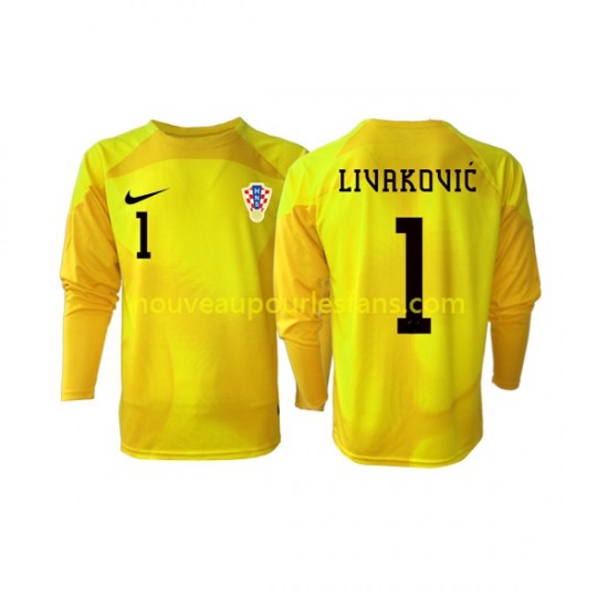 Maillot Croatie Dominik Livakovic 1 Gardien Homme Tenue Domicile Coupe du Monde 2022 Manche Longue