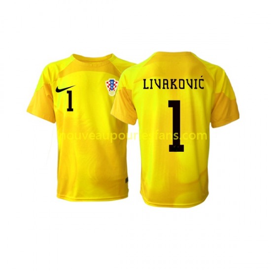 Maillot Croatie Dominik Livakovic 1 Gardien Homme Tenue Domicile Coupe du Monde 2022 Manche Courte
