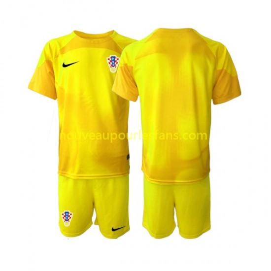 Maillot Croatie Gardien Enfant Tenue Domicile Coupe du Monde 2022 Manche Courte