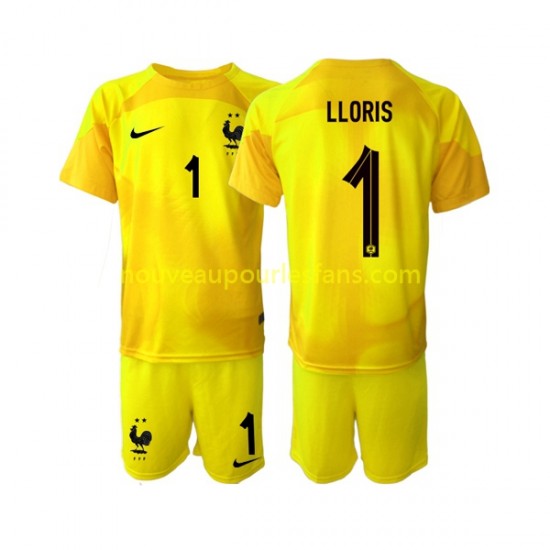 Maillot France Hugo Lloris 1 Gardien Enfant Tenue 3ème Coupe du Monde 2022 Manche Courte