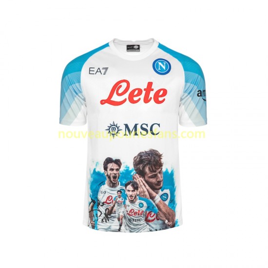 Maillot Naples Face Game Kvaratskhelia 77 Homme Tenue Domicile 2022-2023 Manche Courte