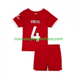 Maillot Liverpool Virgil van Dijk 4 Enfant Tenue Domicile 2023-2024 Manche Courte