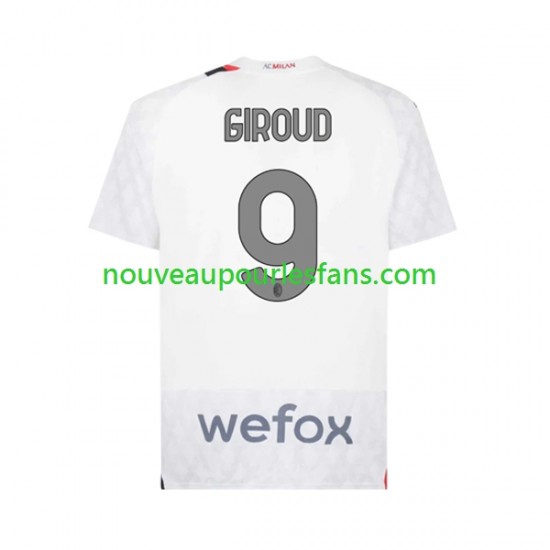 Maillot AC Milan Olivier Giroud 9 Homme Tenue Extérieur 2023-2024 Manche Courte