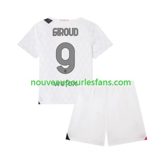 Maillot AC Milan Olivier Giroud 9 Enfant Tenue Extérieur 2023-2024 Manche Courte