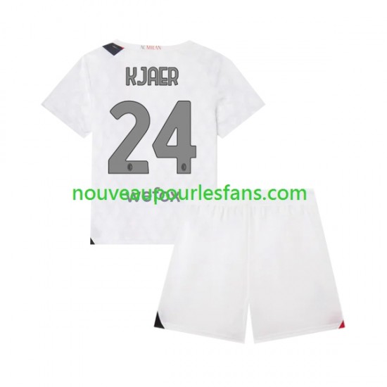 Maillot AC Milan Simon Kjaer 24 Enfant Tenue Extérieur 2023-2024 Manche Courte