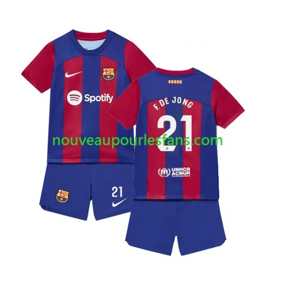 Maillot FC Barcelone Frenkie de Jong 21 Enfant Tenue Domicile 2023-2024 Manche Courte