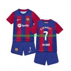 Maillot FC Barcelone Ousmane Dembele 7 Enfant Tenue Domicile 2023-2024 Manche Courte