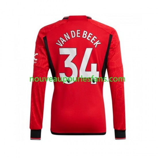 Maillot Manchester United Donny van de Beek 34 Homme Tenue Domicile 2023-2024 Manche Longue