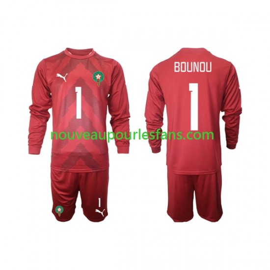 Maillot Maroc Yassine Bounou 1 Gardien Enfant Tenue Domicile 2022 Manche Longue