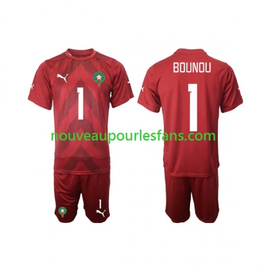 Maillot Maroc Yassine Bounou 1 Gardien Enfant Tenue Domicile 2022 Manche Courte