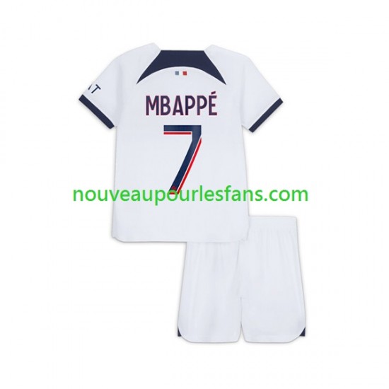 Maillot Paris Saint-Germain Mbappé Kylian 7 Enfant Tenue Extérieur 2023-2024 Manche Courte