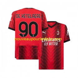 Maillot AC Milan Charles De Ketelaere 90 Homme Tenue Domicile 2023-2024 Manche Courte