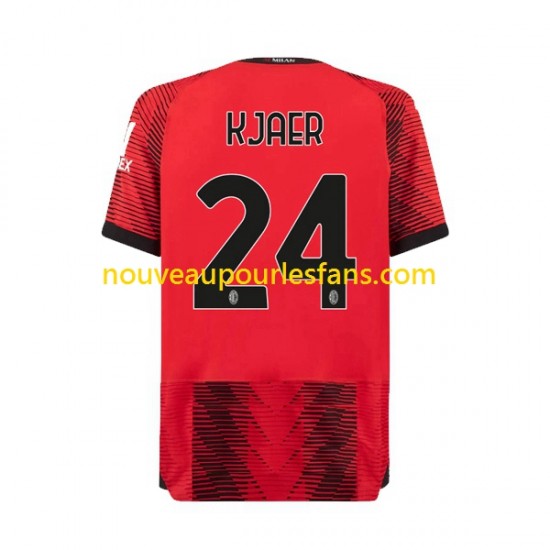 Maillot AC Milan Simon Kjaer 24 Homme Tenue Domicile 2023-2024 Manche Courte
