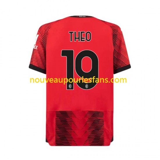 Maillot AC Milan Theo Hernandez 19 Homme Tenue Domicile 2023-2024 Manche Courte