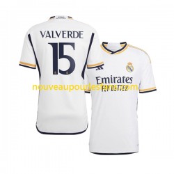 Maillot Real Madrid Federico Valverde 15 Homme Tenue Domicile 2023-2024 Manche Courte
