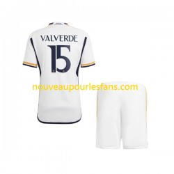 Maillot Real Madrid Federico Valverde 15 Enfant Tenue Domicile 2023-2024 Manche Courte