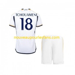 Maillot Real Madrid TCHOUAMENI 18 Enfant Tenue Domicile 2023-2024 Manche Courte