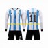 Maillot Argentine 3 Stars Di Maria 11 Enfant Tenue Domicile Coupe du Monde 2022 Manche Longue