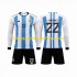 Maillot Argentine 3 Stars Lautaro Martinez 22 Enfant Tenue Domicile Coupe du Monde 2022 Manche Longue