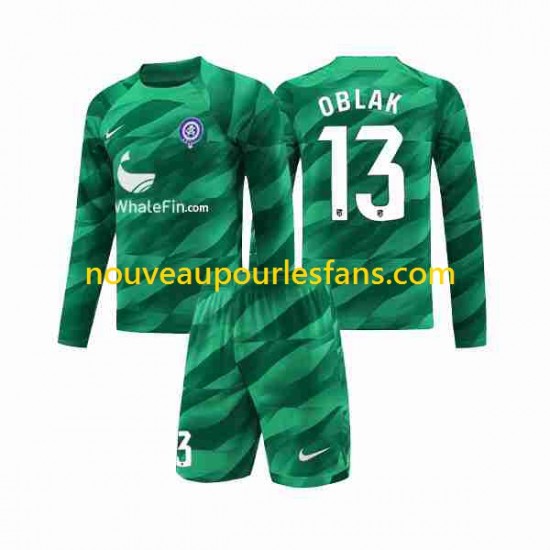 Maillot Atlético Madrid Jan Oblak 13 Gardien Enfant Tenue Extérieur 2023-2024 Manche Longue