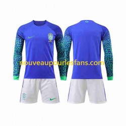Maillot Brésil Enfant Tenue Extérieur Coupe du Monde 2022 Manche Longue
