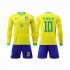 Maillot Brésil Neymar Jr 10 Enfant Tenue Domicile Coupe du Monde 2022 Manche Longue