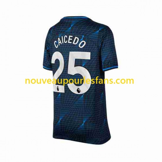 Maillot Chelsea Moises Caicedo 25 Homme Tenue Extérieur 2023-2024 Manche Courte