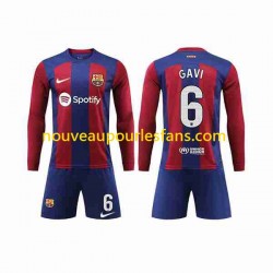 Maillot FC Barcelone GAVI 6 Enfant Tenue Domicile 2023-2024 Manche Longue