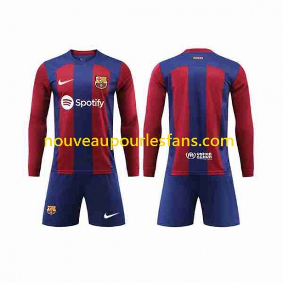 Maillot FC Barcelone Enfant Tenue Domicile 2023-2024 Manche Longue