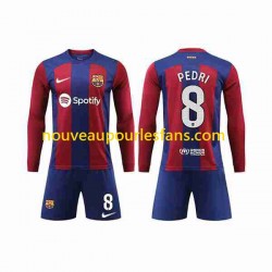 Maillot FC Barcelone Pedri 8 Enfant Tenue Domicile 2023-2024 Manche Longue
