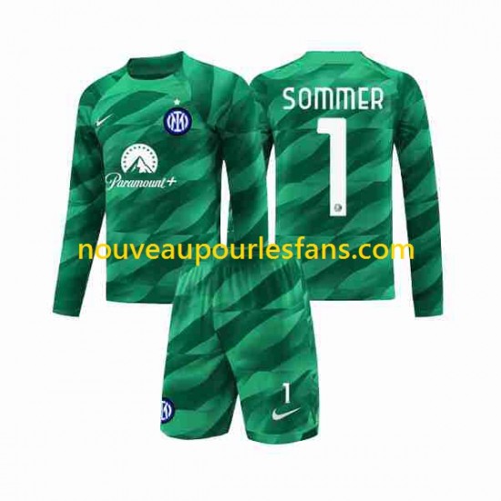 Maillot Inter Milan Sommer 1 Gardien Enfant Tenue Extérieur 2023-2024 Manche Longue