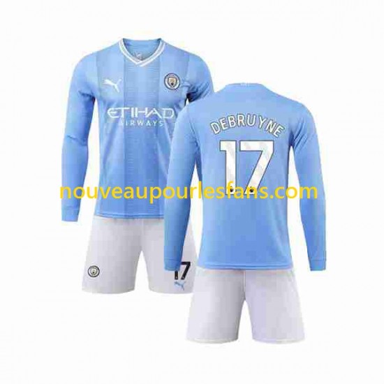 Maillot Manchester City Kevin De Bruyne 17 Enfant Tenue Domicile 2023-2024 Manche Longue