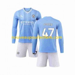 Maillot Manchester City Phil Foden 47 Enfant Tenue Domicile 2023-2024 Manche Longue